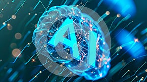 AI artificial intelligence text and background with neural network