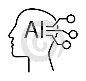 Ai, artificial, artificial intelligence vector icon on transparent background. Outline Ai, artificial, artificial
