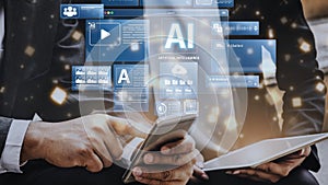 AI Brain Processing Data with Generative Artificial Intelligence Concept Muxer