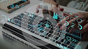 AI Brain Processing Data with Generative Artificial Intelligence Concept Thunk