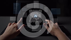 AI Brain Processing Data with Generative Artificial Intelligence Concept Muxer