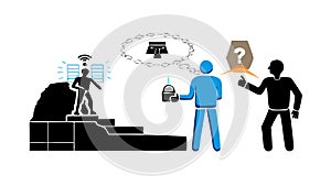 AI Assistant and Human Interaction, Future Technology and Smart Services, vector design Generative AI