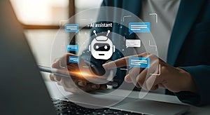 AI assistant on mobile device interacting with user for communication and assistance