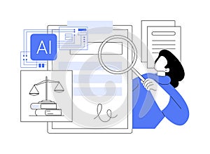 AI-Assisted Contract Analysis abstract concept vector illustration.