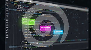 Ai Autocompletion suggestions displayed on a computer screen with code snippets