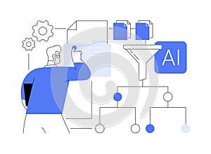 AI-Automated Data Preprocessing abstract concept vector illustration.