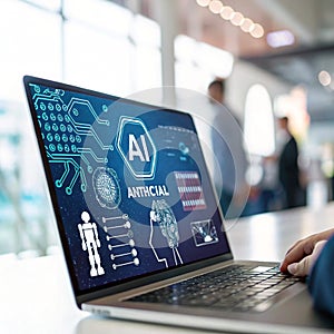 AI, automation, and information technology on virtual screen photo