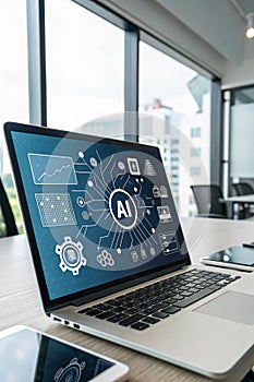 AI and automation on virtual screen photo