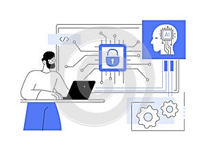 AI-Backed Security Patching abstract concept vector illustration.