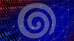 Ai background connected binary lines in abstract technology backdrop, exploring concept of binary code and machine learning