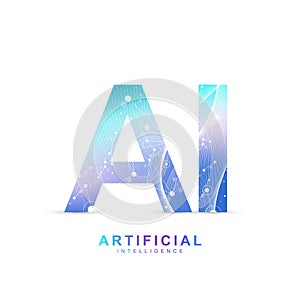 AI Banner Concept In The Digital Style. Generative Ideas Design Element For Internet Technology. Futuristic Technology