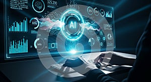 AI and Big Data Analytics Visualization on Futuristic Digital Interface