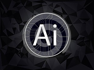 Ai on black and gray polygon background