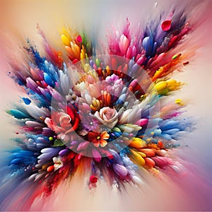 AI Blossom Symphony: Burst of Colorful Flowers