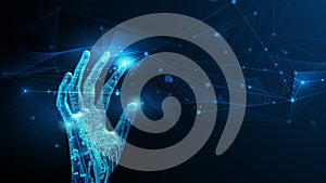 AI bot, Artificial Intelligence concept. Robot and cyberspace, digital data, datum communication