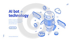 AI bot technology artificial intelligence GPT chatbot isometric web banner vector illustration photo