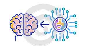 AI Brain Algorithm, Machine Learning System Icon, vector design Generative AI
