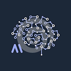 AI brain artificial intelligence icon sign vector illustration