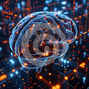 AI brain background, digital and neural.