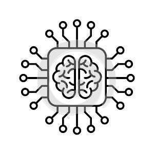 AI brain circuit board icon, Artificial intelligence technological chip