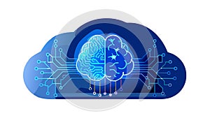 AI Brain Cloud: Advanced Digital Intelligence & Learning, vector design Generative AI