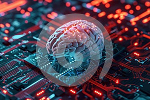 Ai brain concept on circuit board background