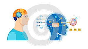 AI Brain Concept: Neural Network Intelligence, vector design Generative AI