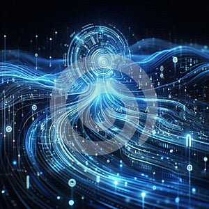 AI Brain Data Flow: Artificial Intelligence Network Concept