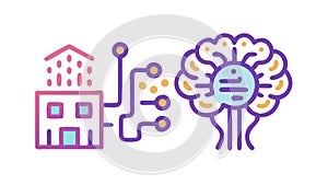 AI Brain and Digital Circuits, Deep Learning and Smart Technology, vector design Generative AI