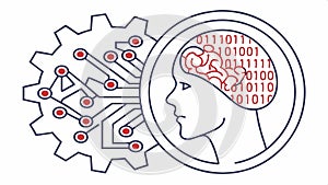 AI brain and gears, artificial intelligence, and tech mind vector design Generative AI