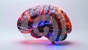 AI Brain with Glowing Neural Network Circuits