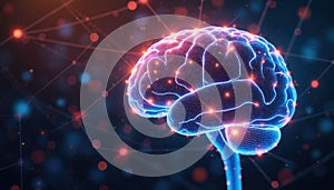 AI brain, large language model concept. Digital neural network, machine learning algorithm, artificial intelligence and computing