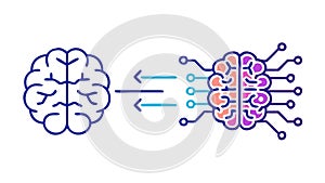 AI Brain Machine Learning Neural Computation Data Flow Vector Design, vector design Generative AI