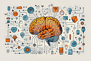 AI Brain Network Concept â Data Flow, Neural Connections, Machine Learning & Cognitive Thinking. AI Generated