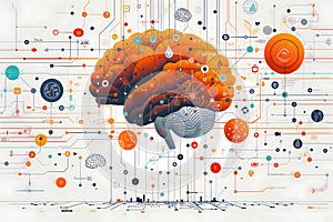 AI Brain Network Concept â Data Flow, Neural Connections, Machine Learning & Cognitive Thinking. AI Generated