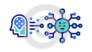AI Brain Network Connection Icon, Digital Intelligence, Neural Link, vector design Generative AI