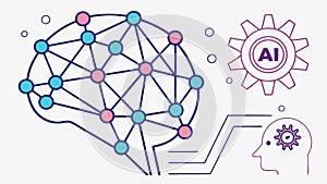 AI brain network design, artificial intelligence and tech vector design Generative AI