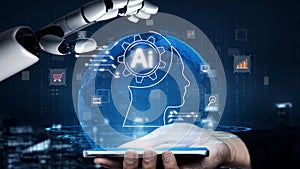 AI Brain Processing Data with Generative Artificial Intelligence Concept Muxer