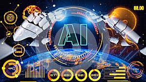 AI Brain Processing Data with Generative Artificial Intelligence Concept Thunk