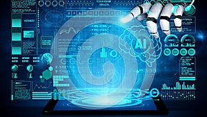 AI Brain Processing Data with Generative Artificial Intelligence Concept Thunk