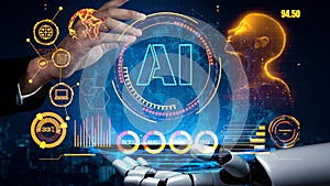 AI Brain Processing Data with Generative Artificial Intelligence Concept Thunk