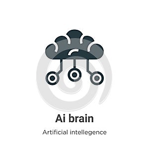 Ai brain vector icon on white background. Flat vector ai brain icon symbol sign from modern artificial intellegence and future photo