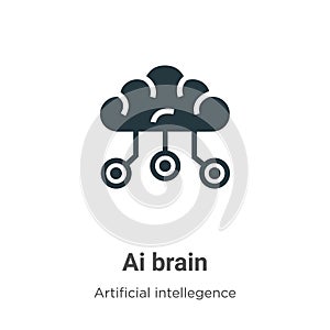 Ai brain vector icon on white background. Flat vector ai brain icon symbol sign from modern artificial intellegence and future