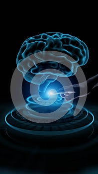 AI Brain Visualization in Human Hand for Data Processing and Machine Learning Insights, Business and Technology Concept