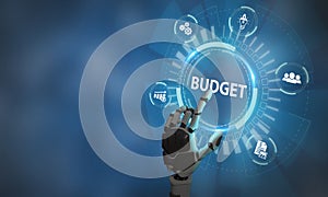 AI budget planner and mangement by robot. Company budget allocation for business or project management.