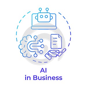 AI in business blue gradient concept icon