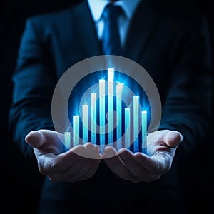 AI and Business Growth with Digital Graph and Arrow photo