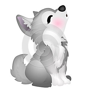 Cute Wolf Editable Vector Cartoon