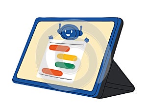 AI chat bot and customer communication. Chatbot answering, solving problem online via phone