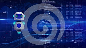 AI chatbot background concept, Futuristic computer engineer programmer, Typing code cyber security hacking, Internet network